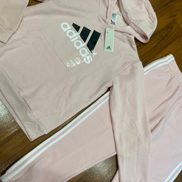 adidas Youth Girl's Hoodie Pants Tracksuit Set Pink Size 14 (L) New - Picture 5 of 5